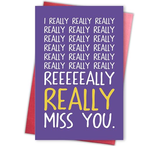 Gevinna Funny Miss You Card, Long Distance Friendship Card, Humor Thinking of You Card for Friend, Boyfriend, Girlfriend, Family, Relatable Meme Style
