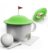 Pund'it Green Tee Mug and Cup Cover, Golf Themed Cup Lid for Tea, Coffee and More, 4.35"