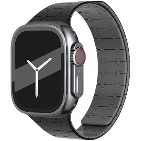 CALYX Magnetic Apple Watch Band, Compatible with Full-Size iWatch, Suitable for Apple Watch Ultra 2 SE Series 10 9 8 7 6 5 4 3 Band - Unisex(Black) Cover