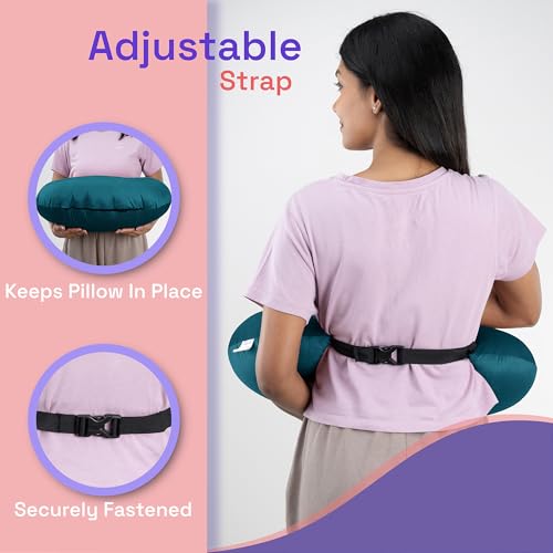 Image of Wakefit Nursing Pillow for Breastfeeding & Baby Care | 5 in 1 Feeding Pillow with Removable Cover | Super Soft & Machine Washable Velvet Cover | Peacock Green