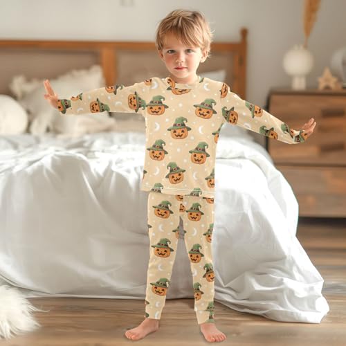 Pajama Sets Long Sleeve Halloween Pumpkin Witch Hat Soft Comfy Sleepwear 2 Piece PJS 3-8T 6