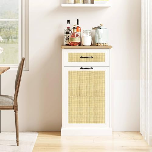 Image of Space-Saving Tilt-Out Kitchen Trash Can Cabinet with 10-Gallon Hidden Storage - Freestanding Garbage Disposal Solution for Organized Kitchens