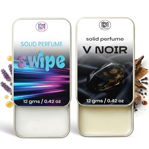 Image of Dr.Mashur Solid Perfume |V Noir&Swipe Alcohol Free Wax Perfume Balm, Long Lasting | Pocket Tin 12g, Pack Of 2| Non Greasy Smooth Glide, Travel Friendly Men And Women