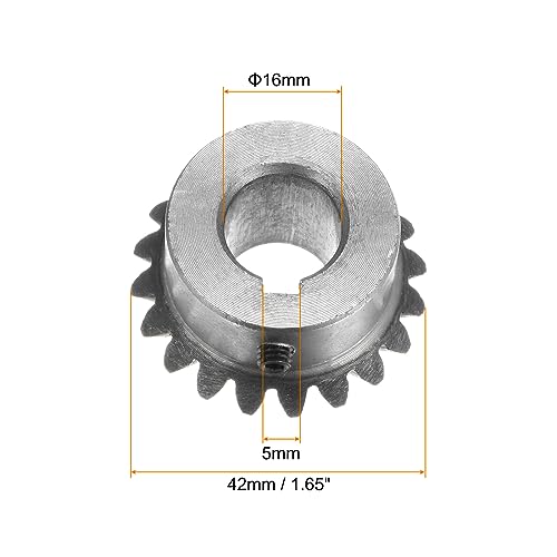 Image of HARFINGTON 2pcs Bevel Gear 2M 20 Teeth 16mm Shaft Hole 1:1 Tapered Pinion Gear with 5mm Keyway 45# Steel 2 Module 90 Degree Steering Gear with M5 Fixing Hole, for Hardware Mechanical Rotation
