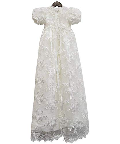 Abaowedding Lace Christening Gowns Baby Baptism Dress Newborn Baby Dress (6 M) White