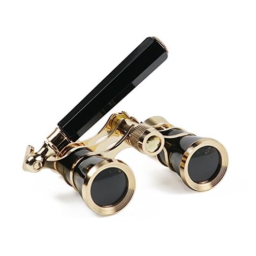 Kingscope 3X25 Vintage Opera Glasses Binoculars for Theater Musical Concert (Lorgnette, Black, with Handle)