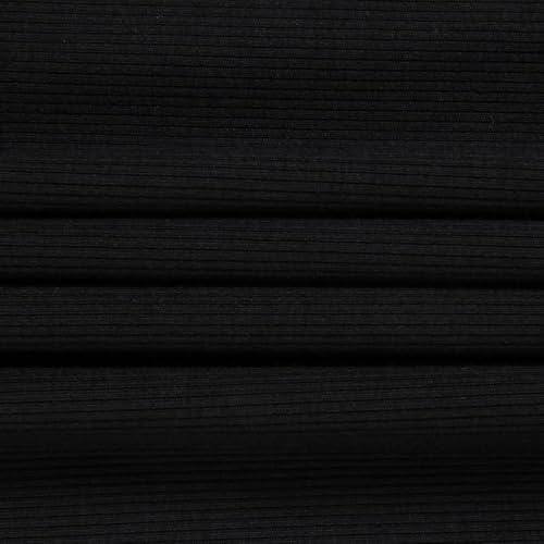 Roselux Women V Neck Ribbed Fitted Tight Tshirt Short Sleeve Shirt Basic Knit Top Cotton Tee Black XL by Roselux - Used condition - Image 2