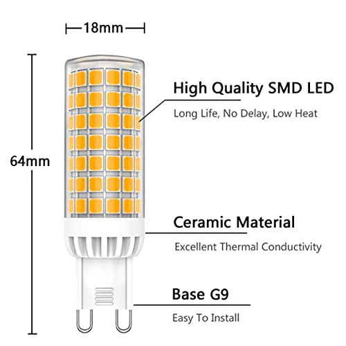 MAYCOLOR G9 LED Light Bulb 9W Equivalent to 75W, Warm White 3000K, 750 LM - Image 3