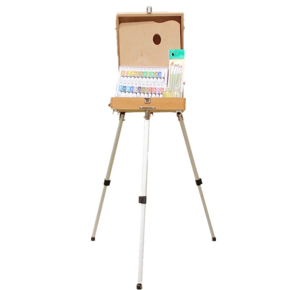 MYUYEE Easel Easel With Sketch Box Art Painting Easel Portable Sturdy Holder Stand Ideal For Portable Sketching Drawing And Painting For Painting Wedding Storefront (Natural B)