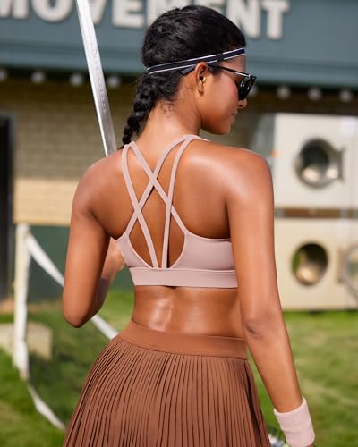 Image of RUNNING GIRL High Impact Sports Bras for Women - Scoop Neck Strappy Sports Bra High Support Moulded Cup Workout Bra
