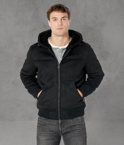 Image of Levi's Men's Buffed Cow Faux Leather Hoody Bomber