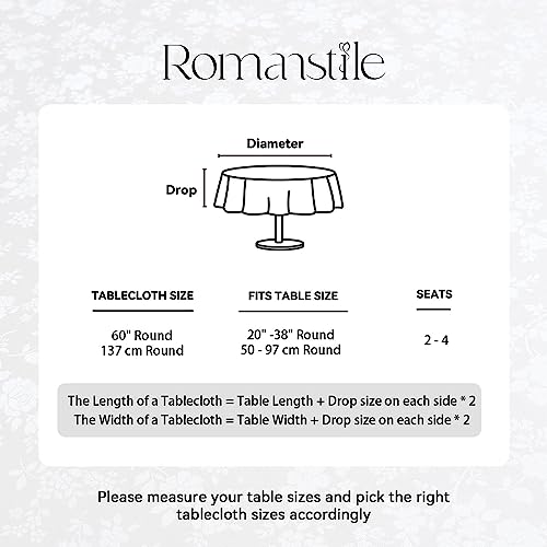 Image of Romanstile Waterproof Vinyl Tablecloth Round, 60 x 60 Inch, Rose White