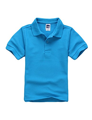 Boys Polo Shirt Short Sleeve Cotton Basic Tee Pure Color Summer Tops