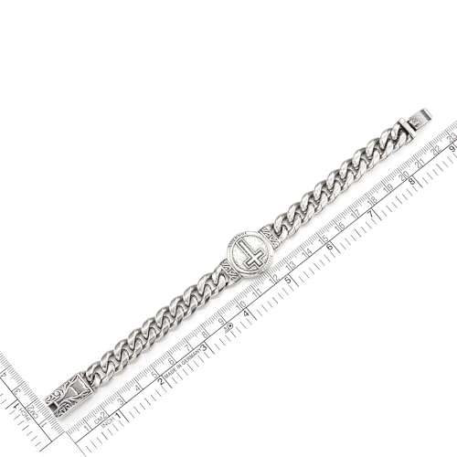 Pulsera de acero inoxidable con cruz masculina miniatura 5
