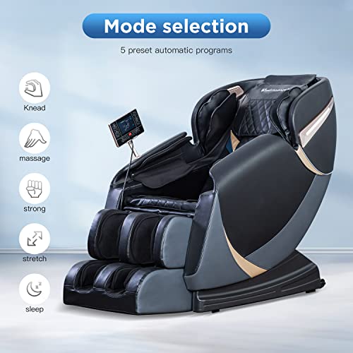 Paylesshere Massage Chair,Full Body Zero Gravity Recliner Chair With Smart Large Screen Bluetooth Speaker Wormwood Back And Calf Heating Therapy Foot Roller Air Massage System For Home Office,Black #TOP4