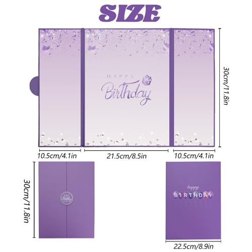 Image of Crenics Purple Happy Birthday Decorations, Creative Birthday Guest Sign in Book Alternative, Birthday Signature Book 12 inch x 18 inch, Great Birthday Gifts for Women or Girls