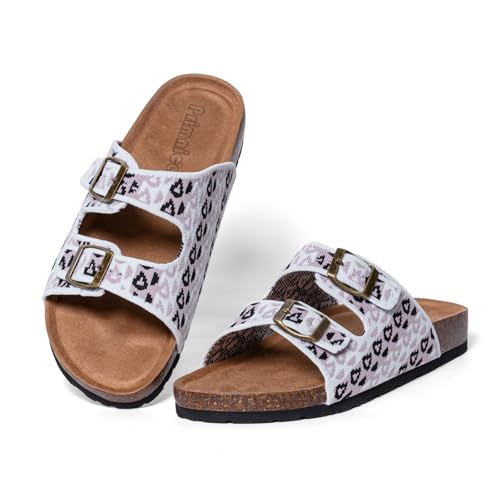 Image of Women's Comfy Arch Support Cork Footbed Adjustable Knitting Straps Indoor and Outdoor Slides Sandals