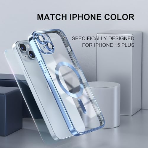 Image of Misea Magnetic for iPhone 15 Plus Case Compatible with MagSafe Light Blue