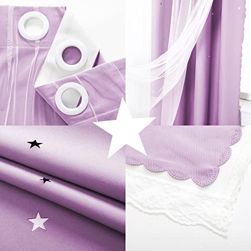 Rideau occultant violet double couche de qualité supérieure 94 cm