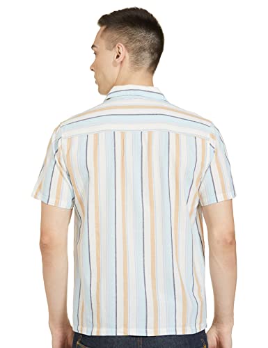 Image of max Men Cotton Striped Resort Collar Slim Fit Casual Shirt