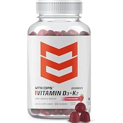 MTN OPS Vitamin D3 K2 Gummies, 5000 IU Vitamin D3 and Vitamin K2 MK7, Naturally Gluten-Free with Natural Strawberry Flavor, 60 Soft-Chew Gummies, 60 Servings per Container