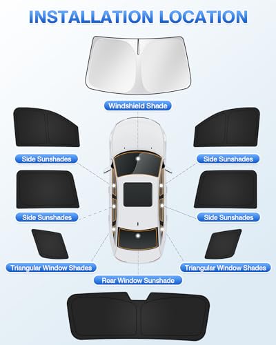 Image of Canvcle Window Shades for 2015-2020 Chevrolet /Chevy Tahoe Accessories Windshield Sun Shade Side Rear Window Covers Sunshade Sun Visor Shield Privacy Protection for Camping Keep Vehicle Cool Black 8PCS
