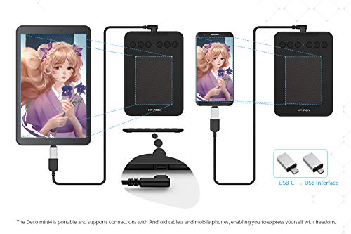 Mesa Digitalizadora Deco Mini 4 , 4 x 3 Polegadas 8192 Níveis de Pressão Caneta Passiva Android para