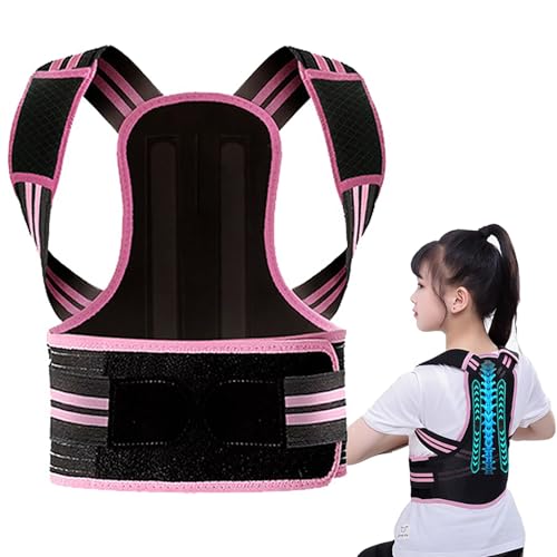 Corrector de postura para niños y adolescentes, soporte ajustable para la parte superior de la espalda con almohadillas suaves para los hombros y cinturones elásticos para mejorar el encorvamiento y