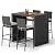 RELAX4LIFE 5-Piece Outdoor Bar Set - Wicker Rattan Bar Height Dining Table w/Acacia Wood Top & 4 Bar Stools Chairs w/Seat Cushions, Backrest, Footrest, Outside Patio Bistro Set for Backyard (47.5'')