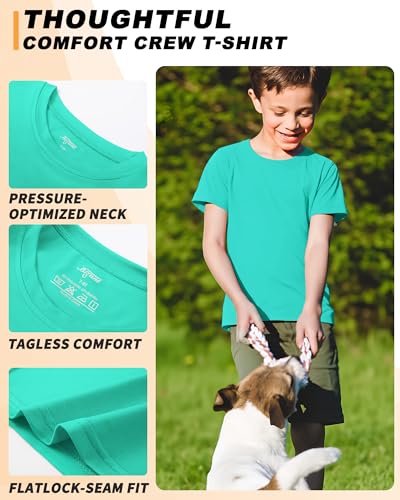 Image of Boys Shirts Athletic Dry Fit Neon T Shirts Short Sleeve Kids Youth Moisture Wicking Quick Dry Sports Training Performance Tee