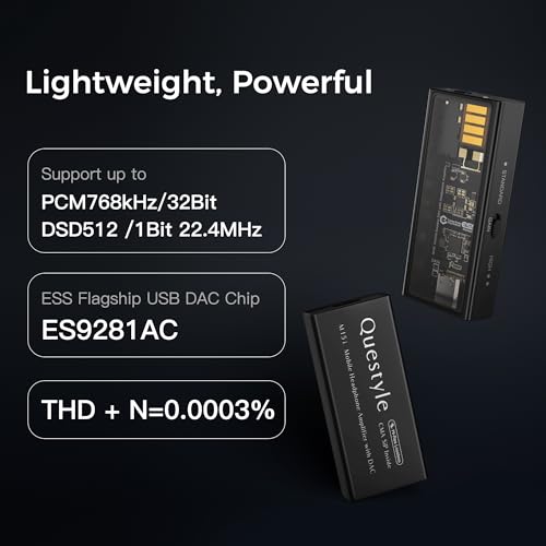 M15i Headphone Amplifier [MFi Certified] Portable USB C DAC Amps with 4.4mm and 3.5mm Dual Outputs Supports PCM 768kHz/DSD512 High Resolution Lossless for Smartphones/PC/Laptops