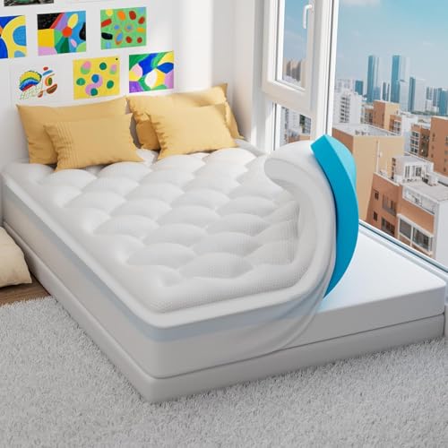 OhGeni Cooling 4 Inch Full Size Dual Layer Mattress Topper,