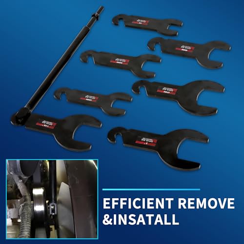 GEAROLL 43300 Pneumatic Fan Clutch Wrench, 8PCS Fan Clutch Removal Tool Kit Compatible with Ford/GM/Chrysler/Jeep