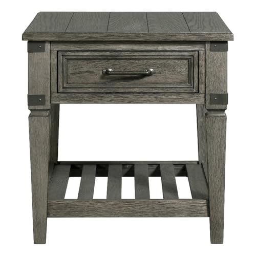 Intercon Foundry 24" Wide Drawer and Shelf, Brushed Pewter End/Side/Nesting