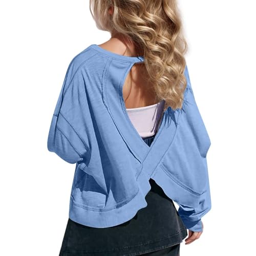 Cute Clothes for Girls 4-12 Long Sleeve Open Back Heart Cutout Crop Tops Trendy Workout and Yoga Tees4