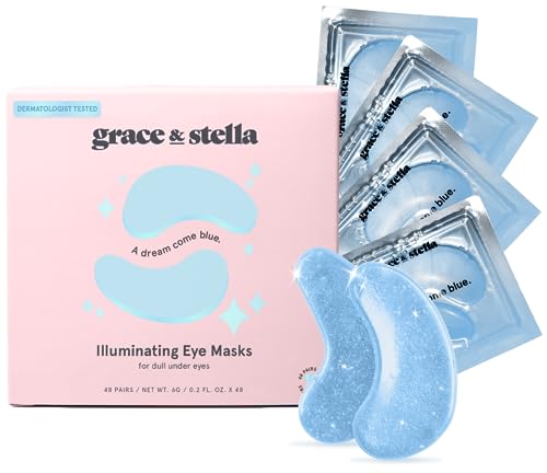 grace amp stella award winning under eye mask reduce dark circles puffy eyes undereye bags wrinkles gel under eye patches birthday gifts for women - vegan cruelty-free self care 48 pairs blue