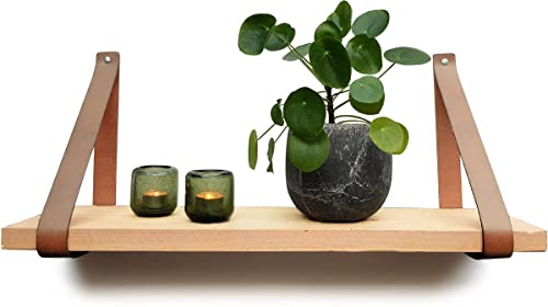Supports d'étagères en cuir robustes sangles de suspension taupe - 2