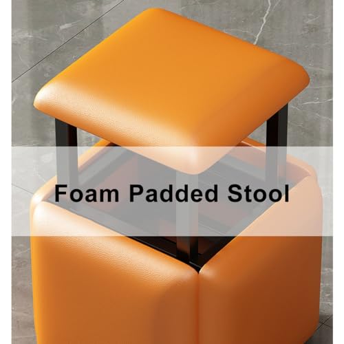 Tabouret de maquillage en cuir haut de gamme et cube d'assise 5 en 1