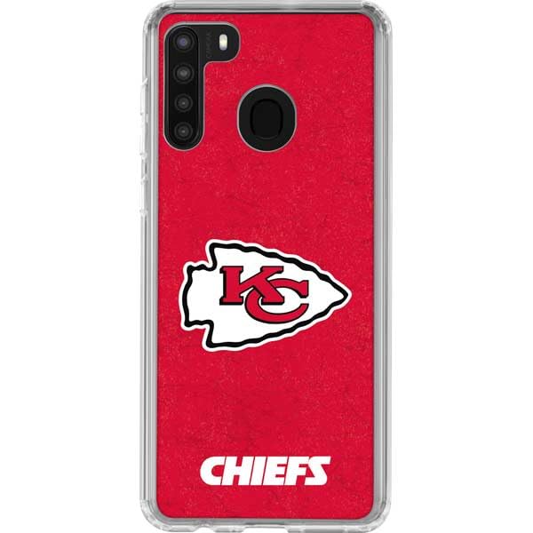 Skinit Clear Phone Case Compatible with Galaxy A21 - Officially Licensed NFL Kansas City Chiefs Distressed Design