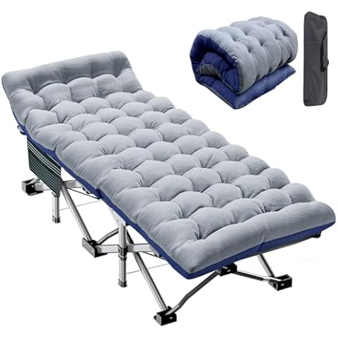 Meulbaty Folding Camp Bed with Cushion Cover