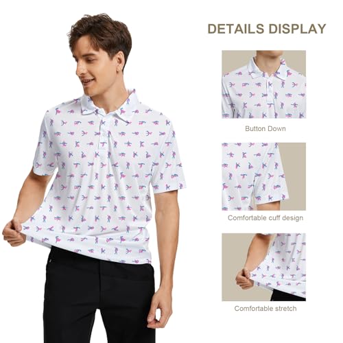 Funny Print Golf Shirts for Men Lightweight Dry-Fit Hawaiian Style Casual Polo with Stretch Fabric for Outdoor & Sports3