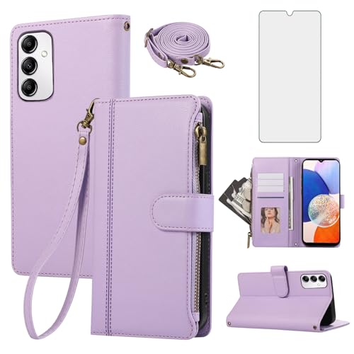 Protection Samsung Galaxy A14 5G étui cuir avec verre trempé inclus
