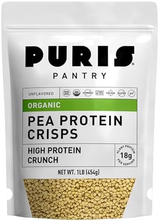 PURIS Organic Pea Protein Crisps, 18g Protein, Unflavored, Sugar & Soy-Free