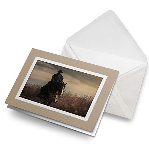 Awesome Greeting Cards Biege (inserto) – Western Cowboy Horse America Wild West en blanco tarjeta de felicitación de cumpleaños para niños y niñas #24420