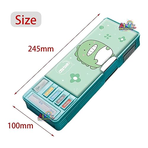 Image of Multifunctional Cute School Pencil Box for Girls, Dinosaur Compass Box for Boys, Aesthetic Stationary Items for Kids, Magnetic Pencil Box, Best Gifts (Dinosaur Compass Box)
