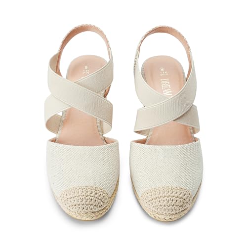 Image of DREAM PAIRS Womens Close Toe Espadrilles Platform Slip on Elastic Criss Cross Straps Dressy Wedges Sandals