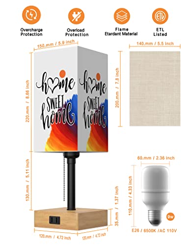 Srtcllt Table Lamp For Bedroom, Modern Warm Bedside Lamps With 2 Shades, Solid Wood Nightstand Lamp With 20W Usb C + A Fast Charger Port & Ac Outlet, For Living Room Home Office Dorm (Bulb Included) #TOP2