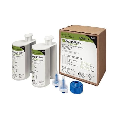 Dentsply 678686 Aquasil Ultra+ Smart Wetting Impression Material, Cartridges Standard, Heavy, Regular Set, Light Green, 380ml
