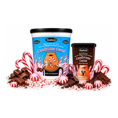 Stephen’s Gourmet Candycane Cocoa Variety Pack – Milk Chocolate Hot Cocoa (4 lb Tub) & Dark Chocolate Cocoa (14 oz Canister) with Real Peppermint Candy Cane