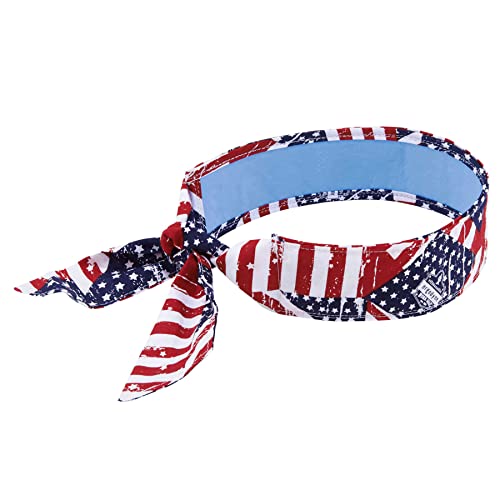 Image of Ergodyne Chill Its 6700CT Cooling Bandana, Lined with Evaporative PVA Material for Fast Cooling Relief, Tie for Adjustable Fit, Stars & Stripes (12561)
